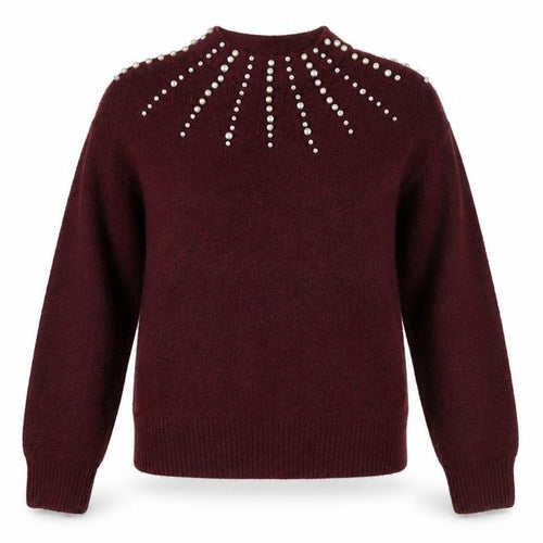 Tu Women’s Red Studded Mock Neck Chunky Knit Jumper Size 8