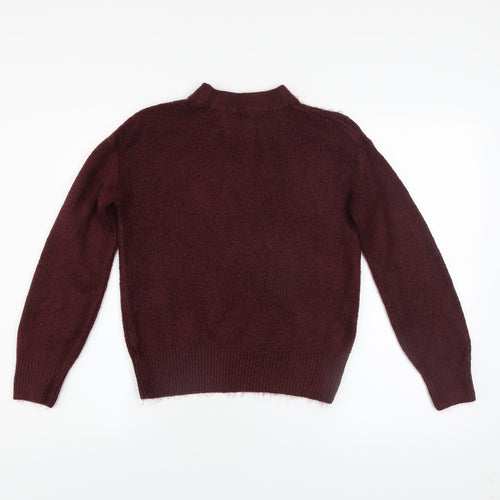 Tu Women’s Red Studded Mock Neck Chunky Knit Jumper Size 8
