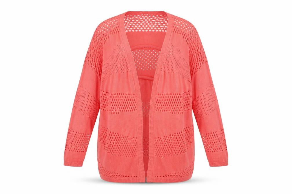 Peacocks Women’s Pink Open-Knit Viscose Cardigan Size M