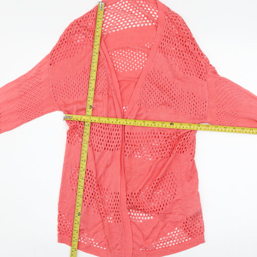 Peacocks Women’s Pink Open-Knit Viscose Cardigan Size M