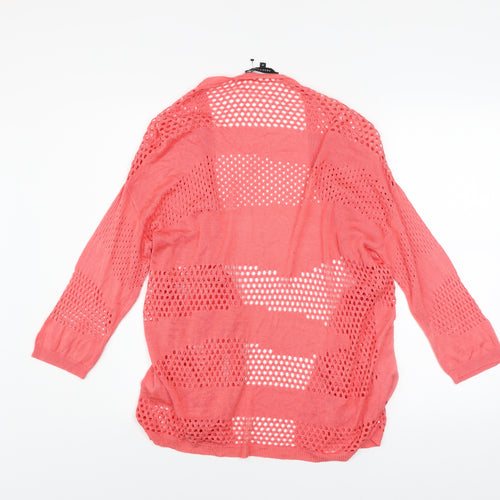 Peacocks Women’s Pink Open-Knit Viscose Cardigan Size M