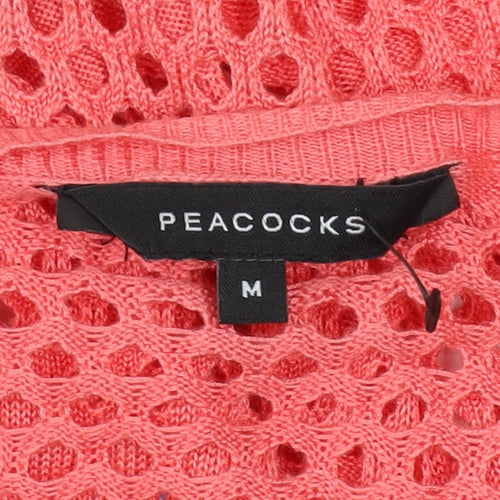 Peacocks Women’s Pink Open-Knit Viscose Cardigan Size M