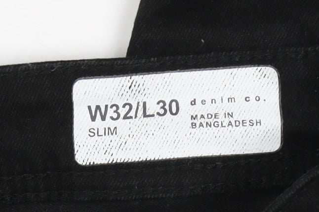 Denim Co. Men's Black Slim Fit Jeans W32 L30