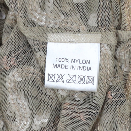 VITAL Women’s Beige Sequin Beaded Shrug Size 16 Nylon Party Top