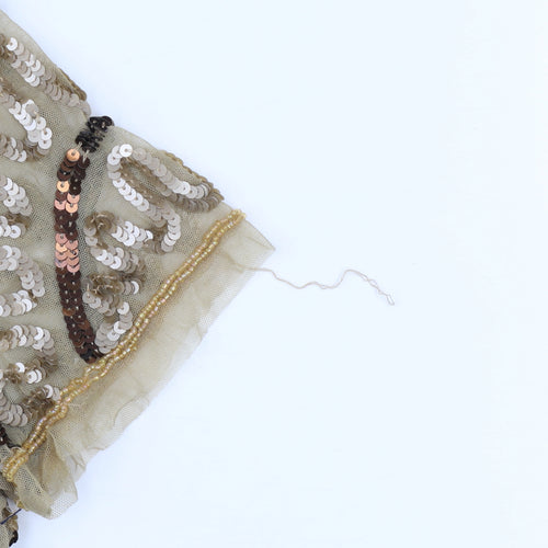 VITAL Women’s Beige Sequin Beaded Shrug Size 16 Nylon Party Top