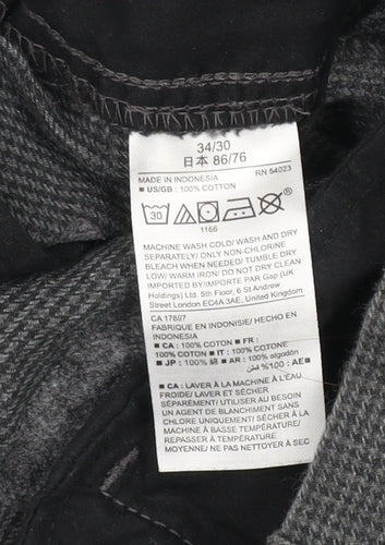 Gap Men's Grey Slim Fit Cotton Chino Trousers 34/30
