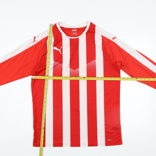Puma Men Red Long Sleeve Striped Football Jersey L