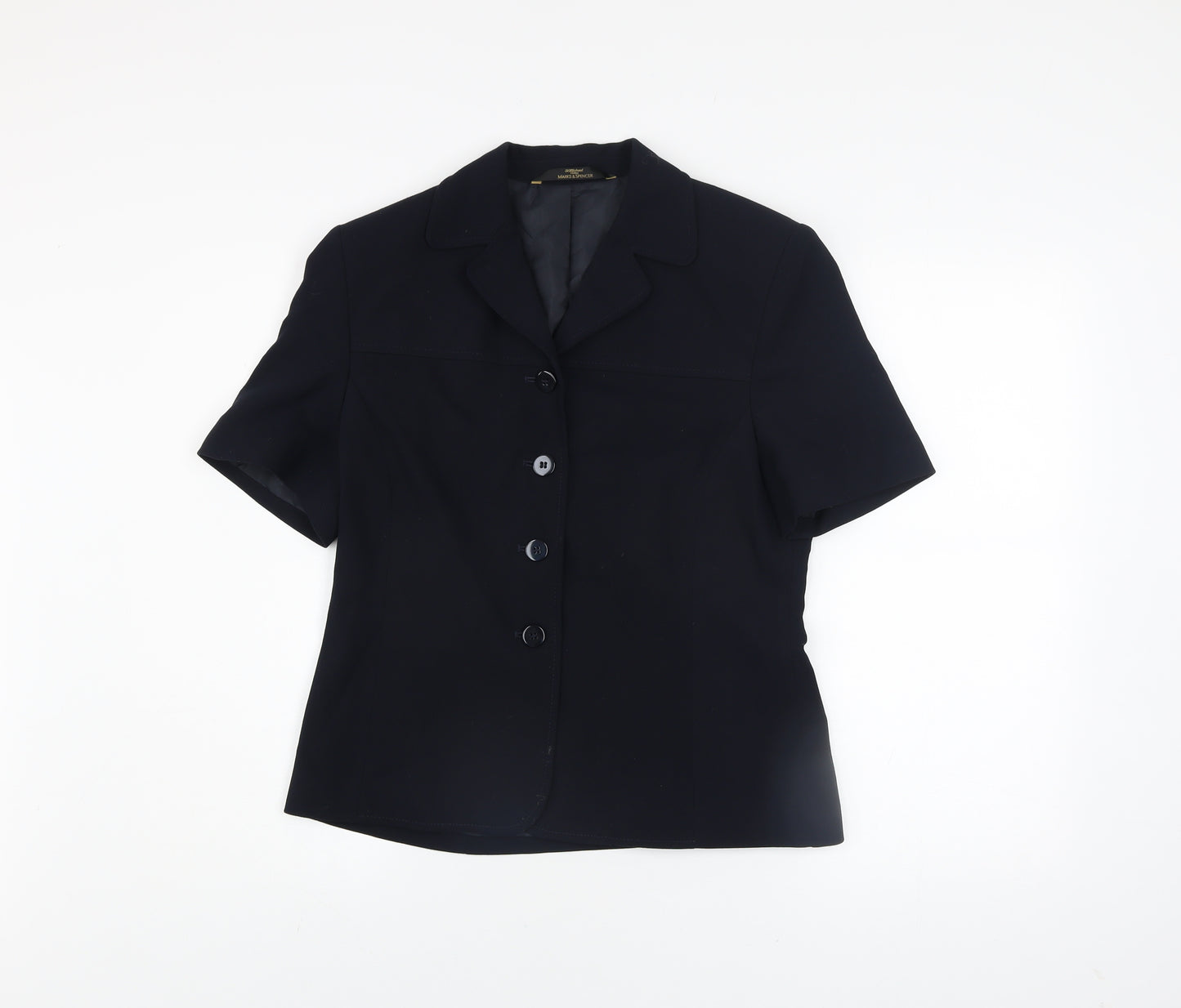Marks and Spencer Women Blue Short Sleeve Classic Blazer UK 12