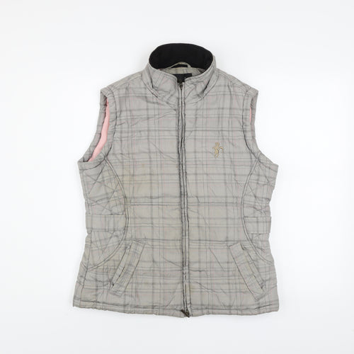 Caldene Women's Grey Check Quilted Bodywarmer Waistcoat Size S