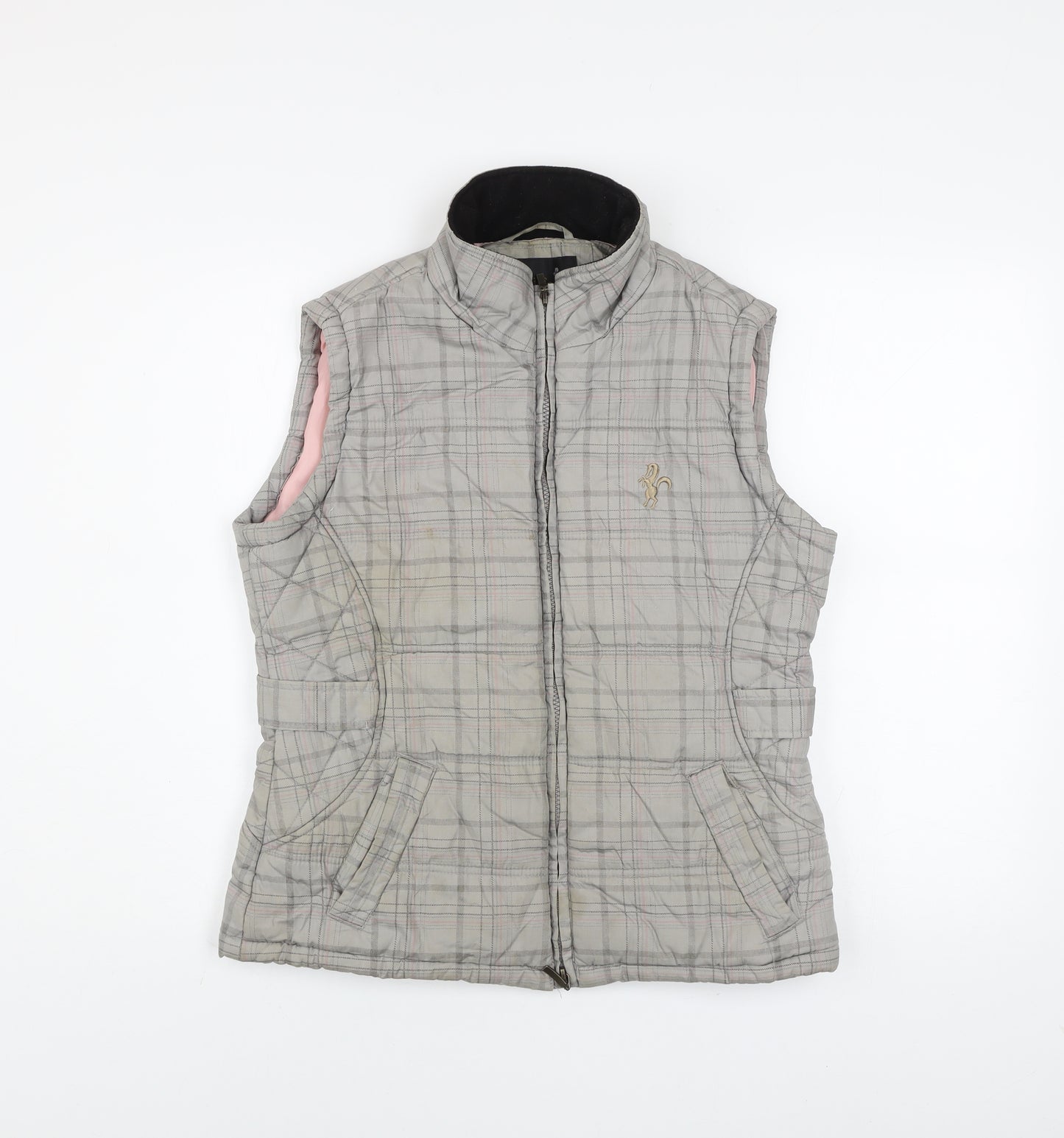 Caldene Women's Grey Check Quilted Bodywarmer Waistcoat Size S