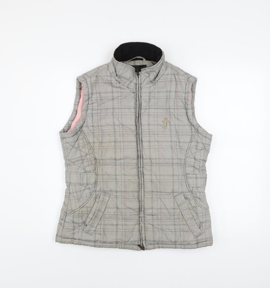 Caldene Women's Grey Check Quilted Bodywarmer Waistcoat Size S