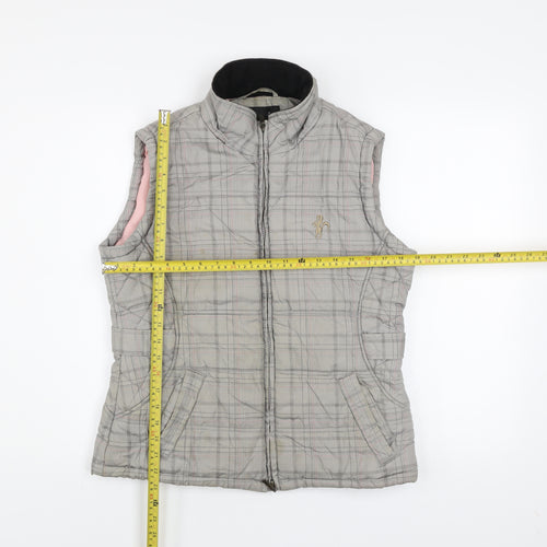 Caldene Women's Grey Check Quilted Bodywarmer Waistcoat Size S