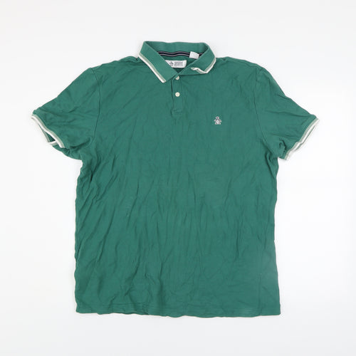 Original Penguin Men's Green Cotton Polo Shirt Size L Short Sleeve