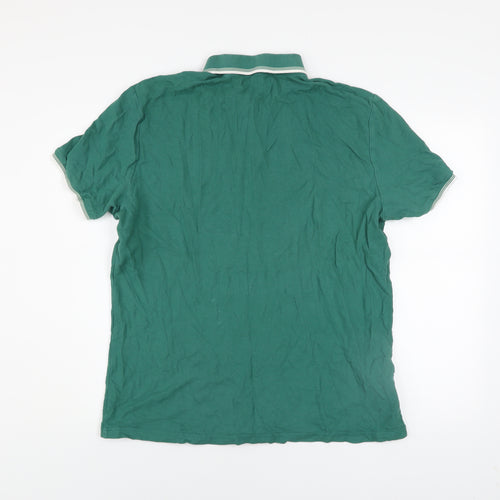 Original Penguin Men's Green Cotton Polo Shirt Size L Short Sleeve