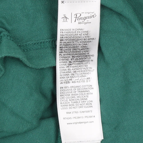 Original Penguin Men's Green Cotton Polo Shirt Size L Short Sleeve