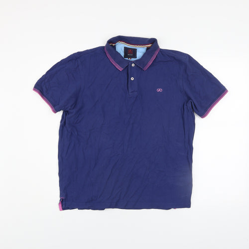 André Jeanswear Men's Blue Cotton Polo Shirt L