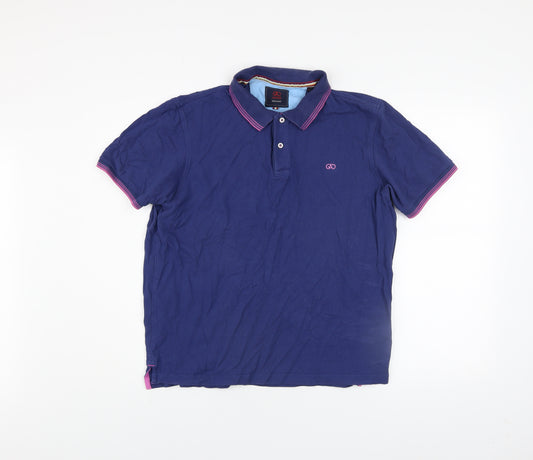 André Jeanswear Men's Blue Cotton Polo Shirt L