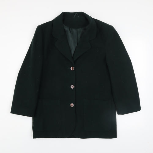 BHS Women’s Green Wool Blend Blazer UK 12 Classic Mid-Length Jacket