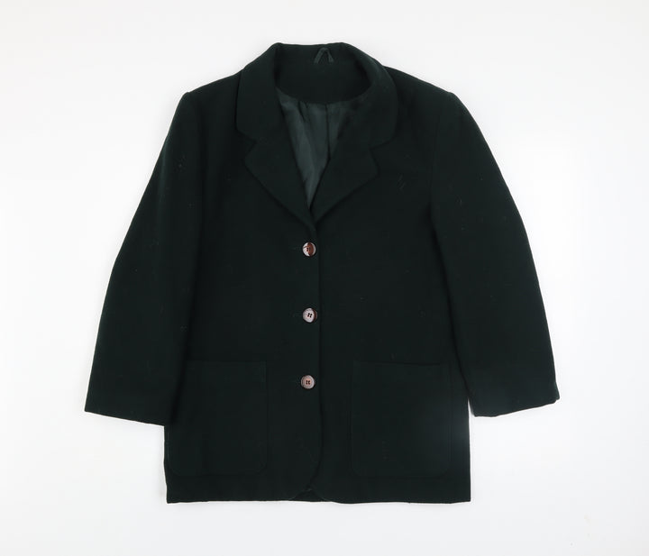 BHS Women’s Green Wool Blend Blazer UK 12 Classic Mid-Length Jacket