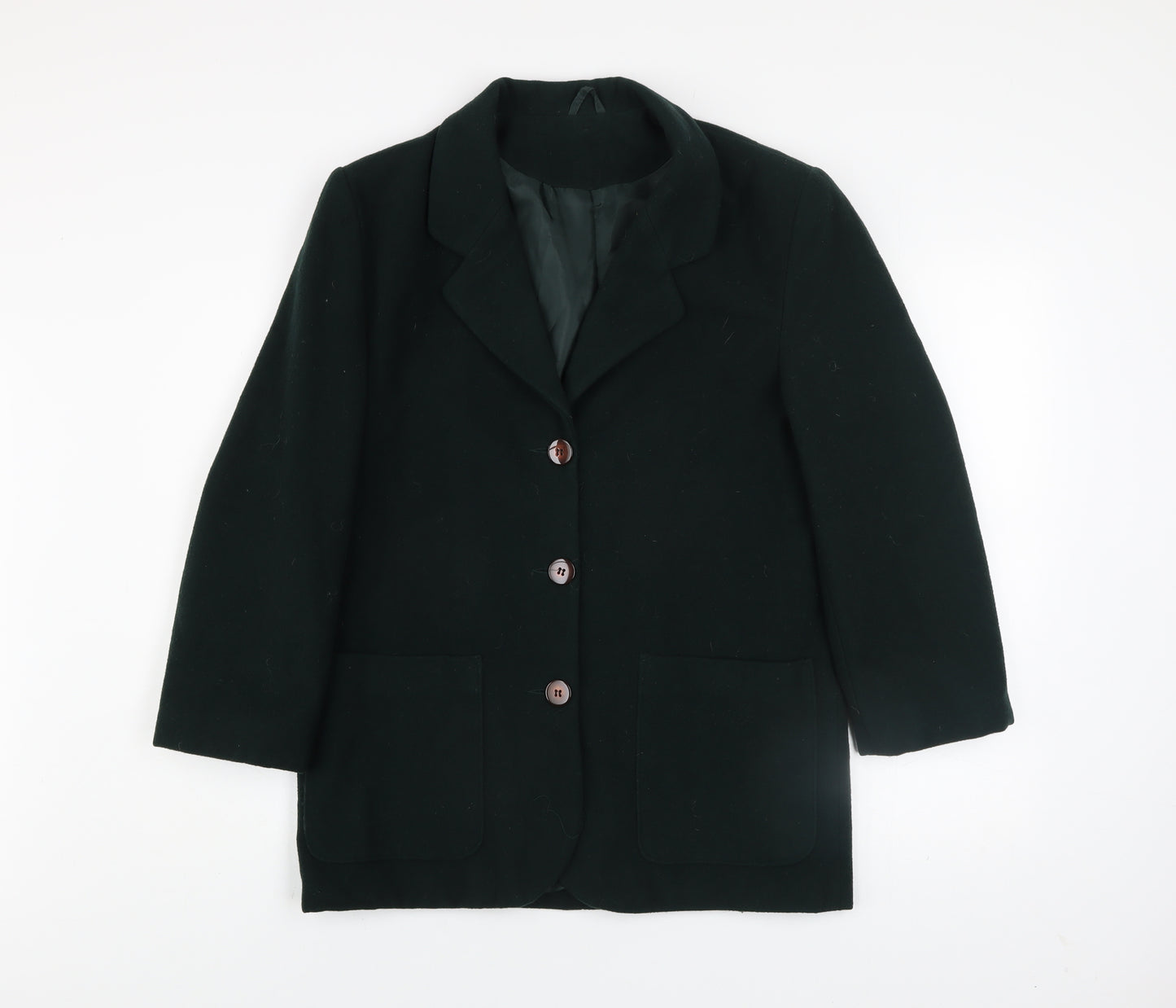 BHS Women’s Green Wool Blend Blazer UK 12 Classic Mid-Length Jacket