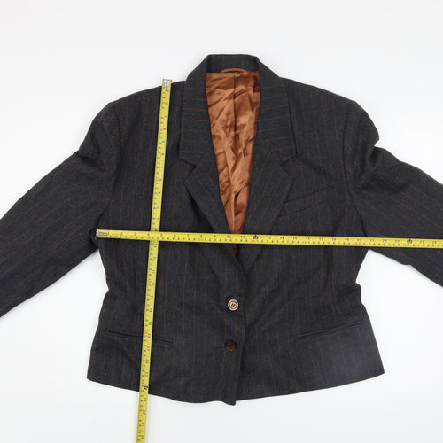 Marks and Spencer Women Grey Pinstripe Wool Blazer Size 18 Classic Fit