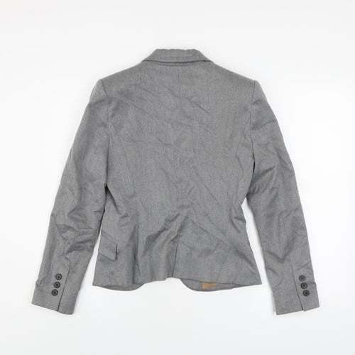 Zara Women Grey Fitted Blazer Size 10 Single-Breasted Work Jacket
