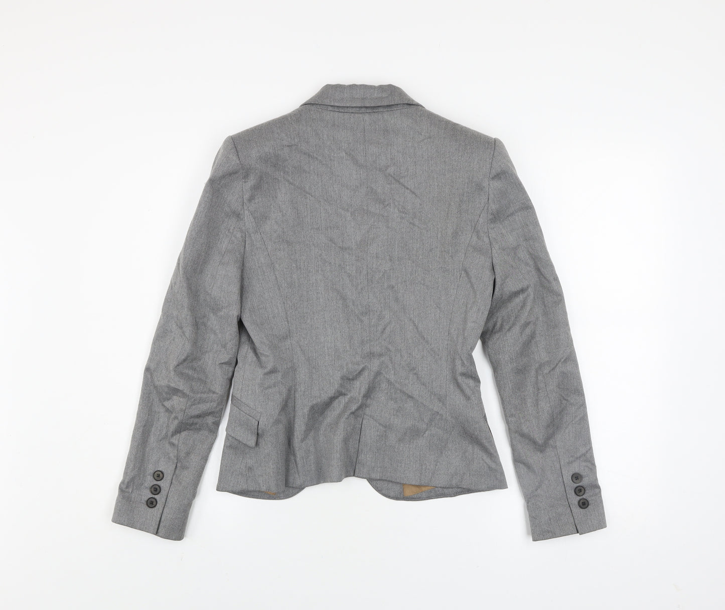 Zara Women Grey Fitted Blazer Size 10 Single-Breasted Work Jacket