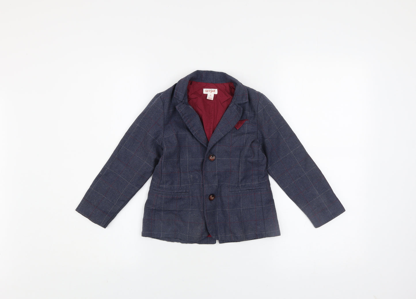 Cat & Jack Boys Blue Check Blazer 4 Years Single-Breasted Jacket