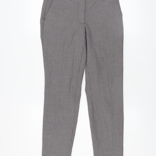 Zara Women Brown Geometric Slim Fit Tapered Trousers Size 6