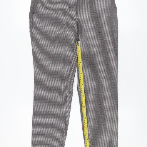 Zara Women Brown Geometric Slim Fit Tapered Trousers Size 6