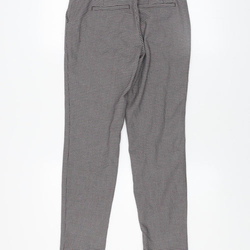 Zara Women Brown Geometric Slim Fit Tapered Trousers Size 6