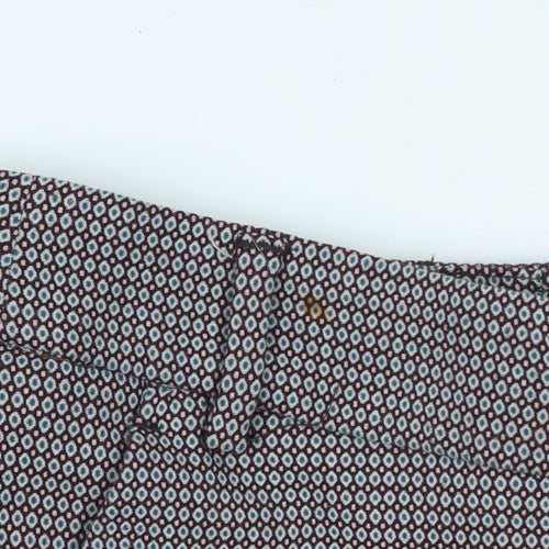 Zara Women Brown Geometric Slim Fit Tapered Trousers Size 6
