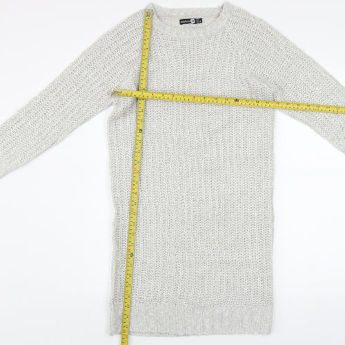 Boohoo Women's Grey Knit Jumper Dress Size 10 Long Sleeve