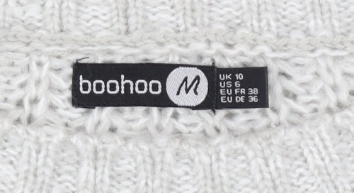 Boohoo Women's Grey Knit Jumper Dress Size 10 Long Sleeve