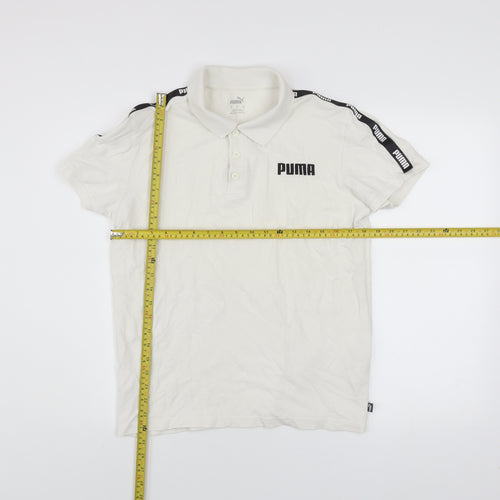 Puma Men's White Short Sleeve Cotton Polo Shirt Size M