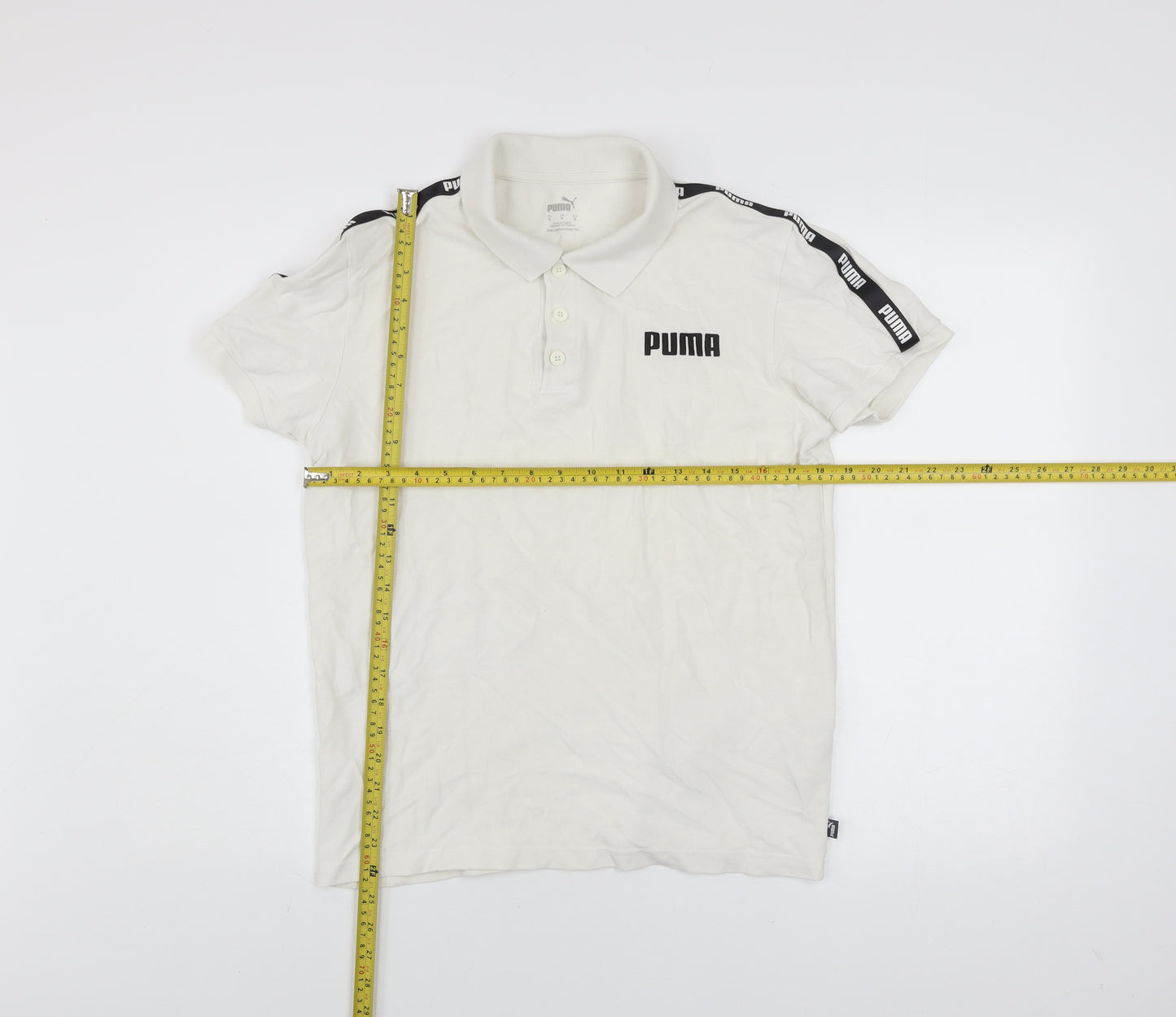 Puma Men's White Short Sleeve Cotton Polo Shirt Size M