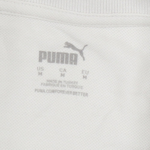 Puma Men's White Short Sleeve Cotton Polo Shirt Size M