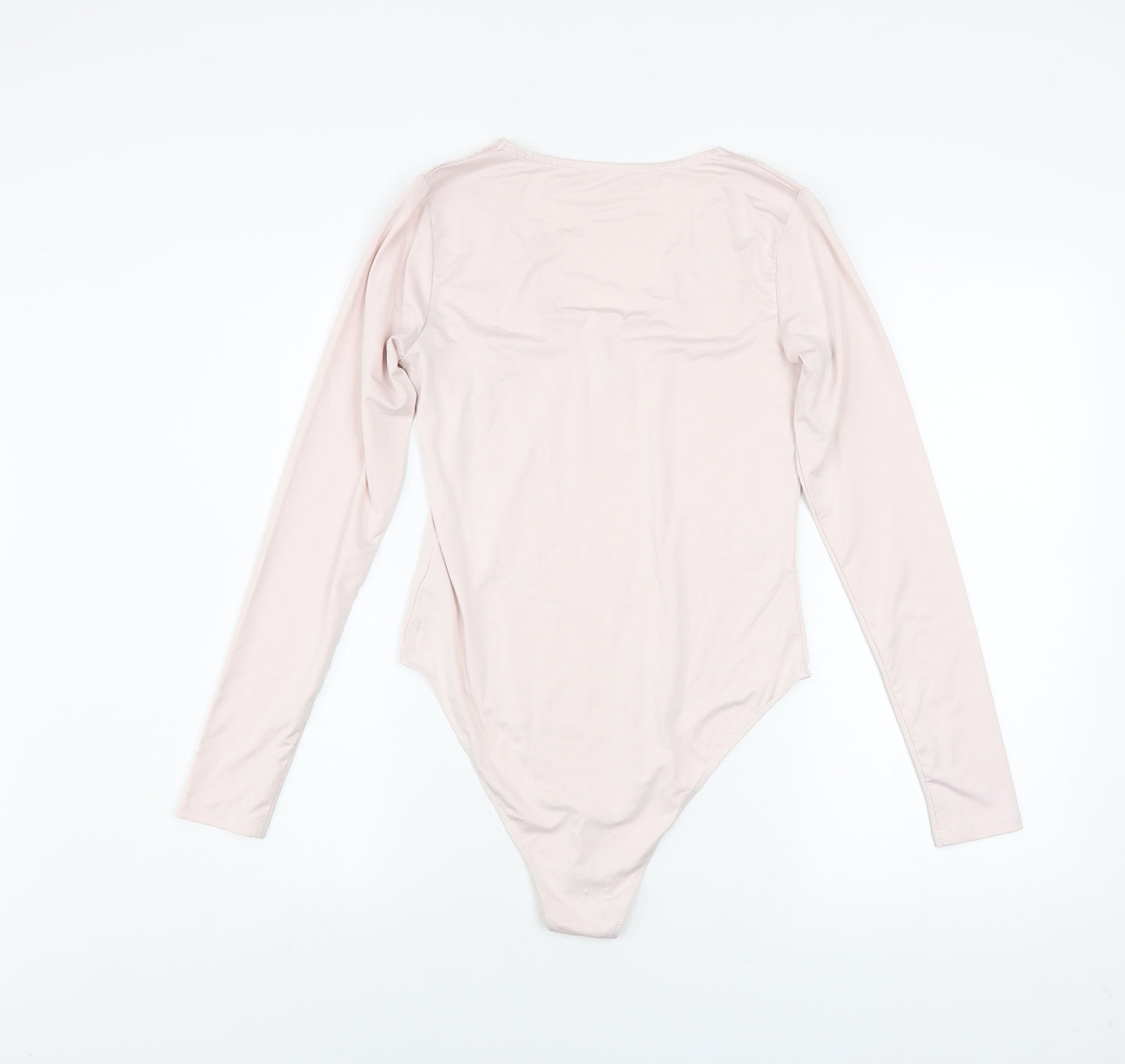 Gallery Womens Blush Pink Lace V-Neck Long Sleeve Bodysuit S