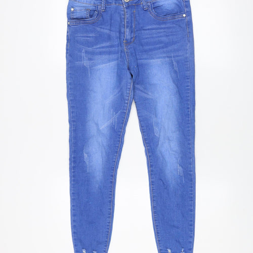 GIRL VIVI Womens Blue Distressed Skinny Jeans Size 12