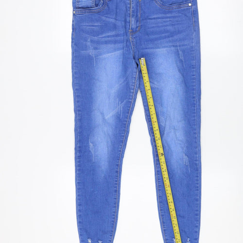 GIRL VIVI Womens Blue Distressed Skinny Jeans Size 12