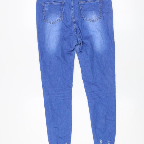 GIRL VIVI Womens Blue Distressed Skinny Jeans Size 12