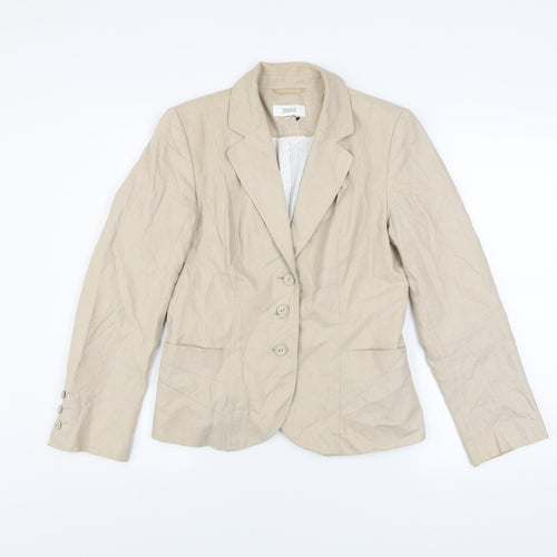 Marks and Spencer Womens Beige Linen Blend Blazer UK 10