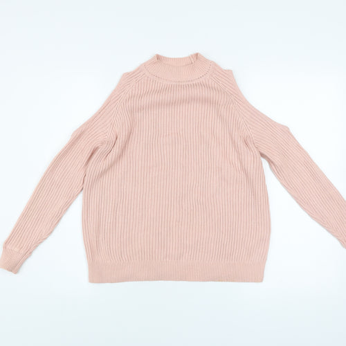 H&M Divided Women’s Pink Cold Shoulder Knit Jumper Size 8