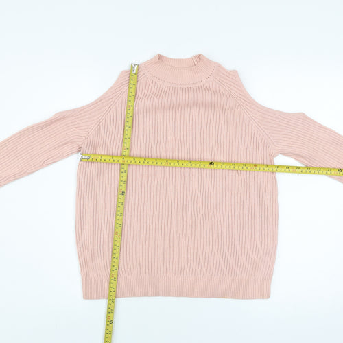H&M Divided Women’s Pink Cold Shoulder Knit Jumper Size 8