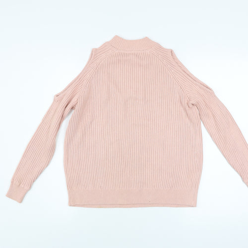 H&M Divided Women’s Pink Cold Shoulder Knit Jumper Size 8