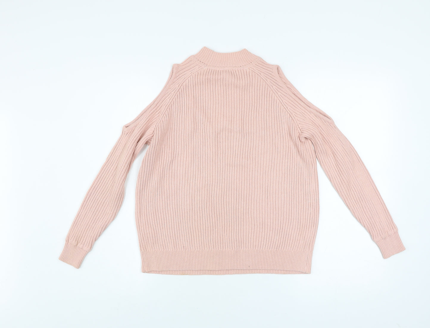 H&M Divided Women’s Pink Cold Shoulder Knit Jumper Size 8