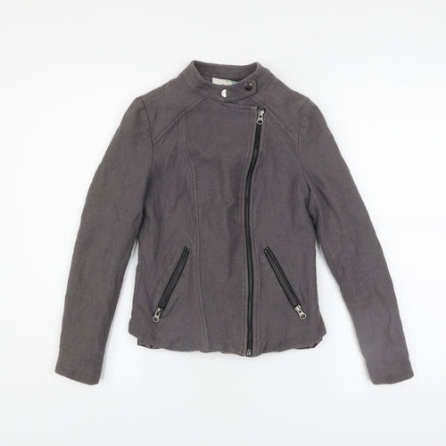Boden Women’s Grey Cotton Wool Biker Jacket Size 8 Regular