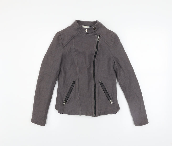 Boden Women’s Grey Cotton Wool Biker Jacket Size 8 Regular
