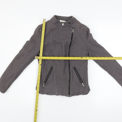 Boden Women’s Grey Cotton Wool Biker Jacket Size 8 Regular