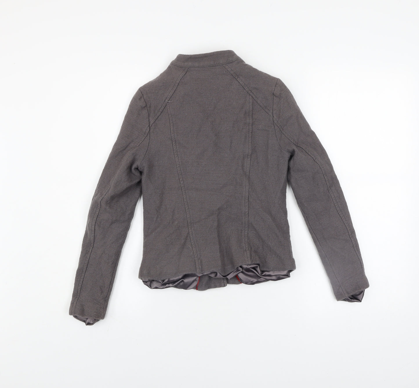 Boden Women’s Grey Cotton Wool Biker Jacket Size 8 Regular